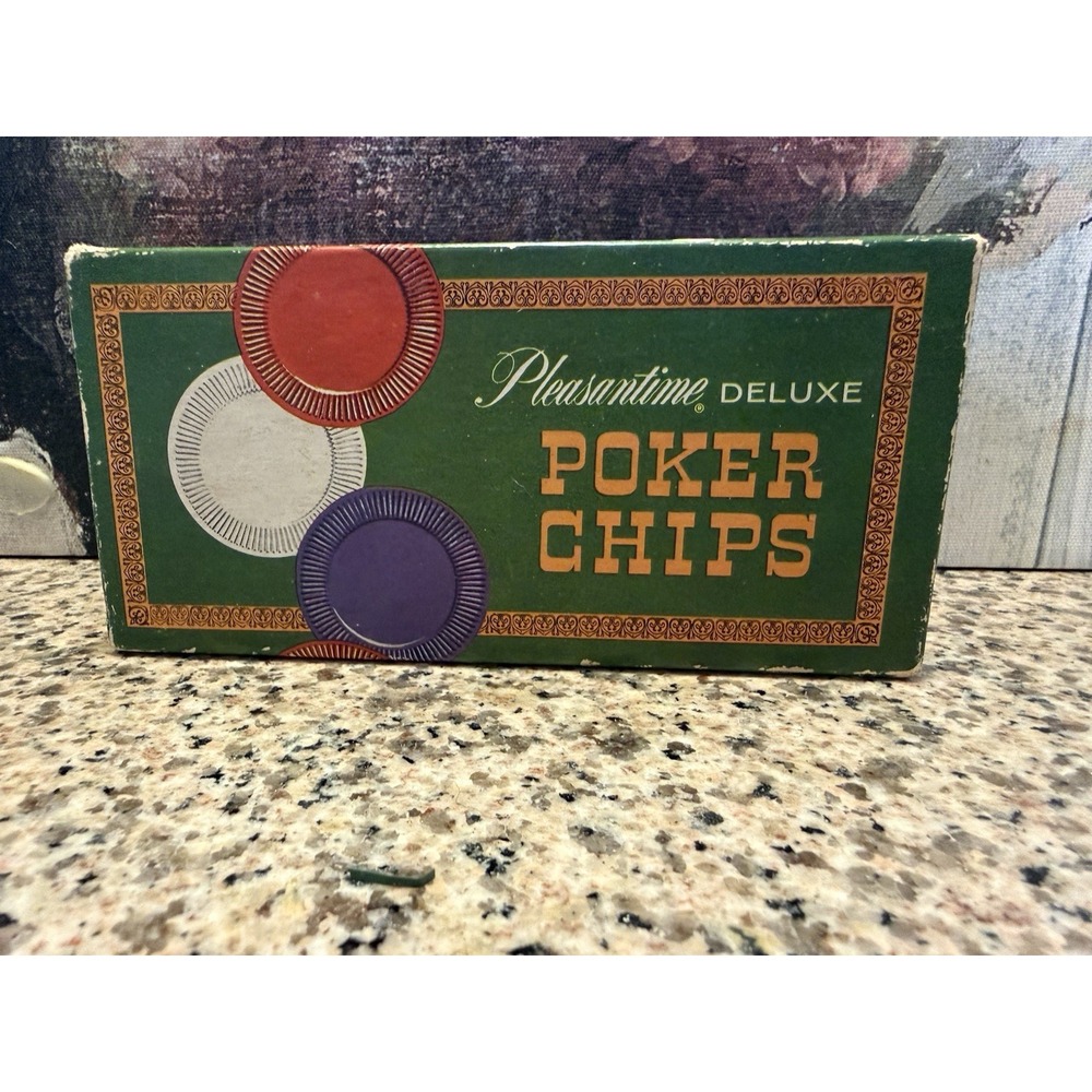 Pleasantime Deluxe Poker Chips Red,White, Blue 1963 Pacific Plastic New Sealed!